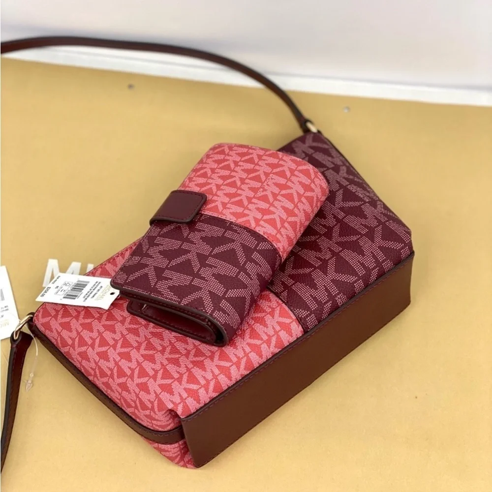Michael Kors Jet Set Small Two-Tone Logo Crossbody Bag and Wallet Set